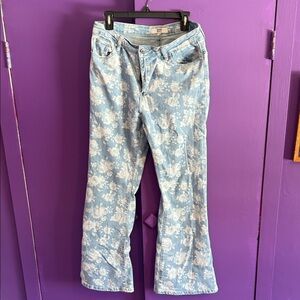 Floral Light Blue Flare Leg Jeans